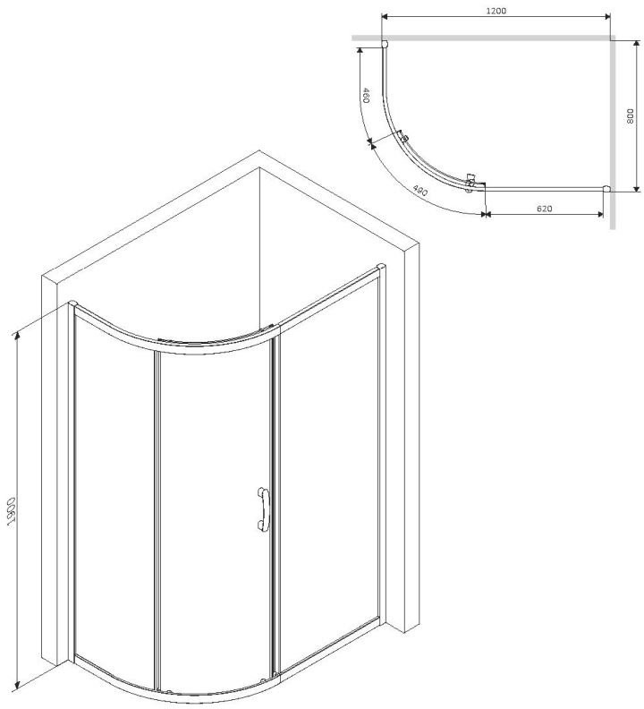 Душевой уголок Am.Pm Like Solo Slide W83G-302U120CG64 120x80 тонированное стекло, профиль матовый хром