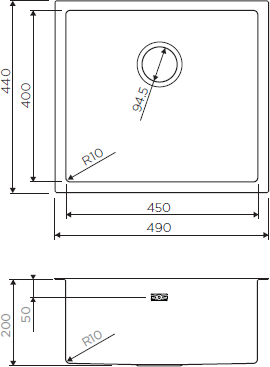 Мойка кухонная Omoikiri Taki 49-U/IF-GM 4973524 вороненая сталь