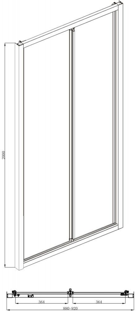 Душевая дверь Bravat Line BD090.4121A 90x200 стекла прозрачные