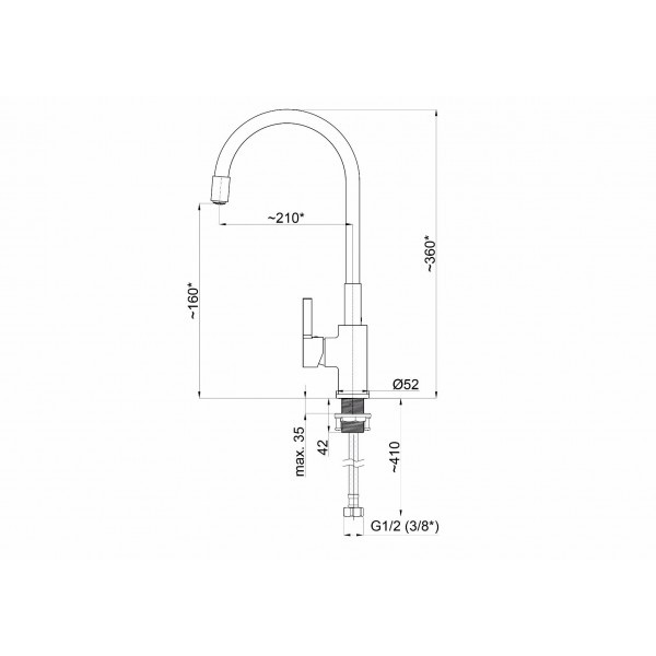 Смеситель для кухни Rubineta Flexy-33 GR