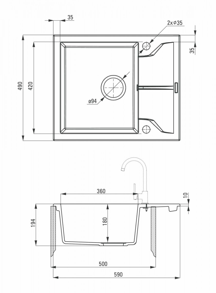 Мойка кухонная Deante Andante 59x49 антрацит