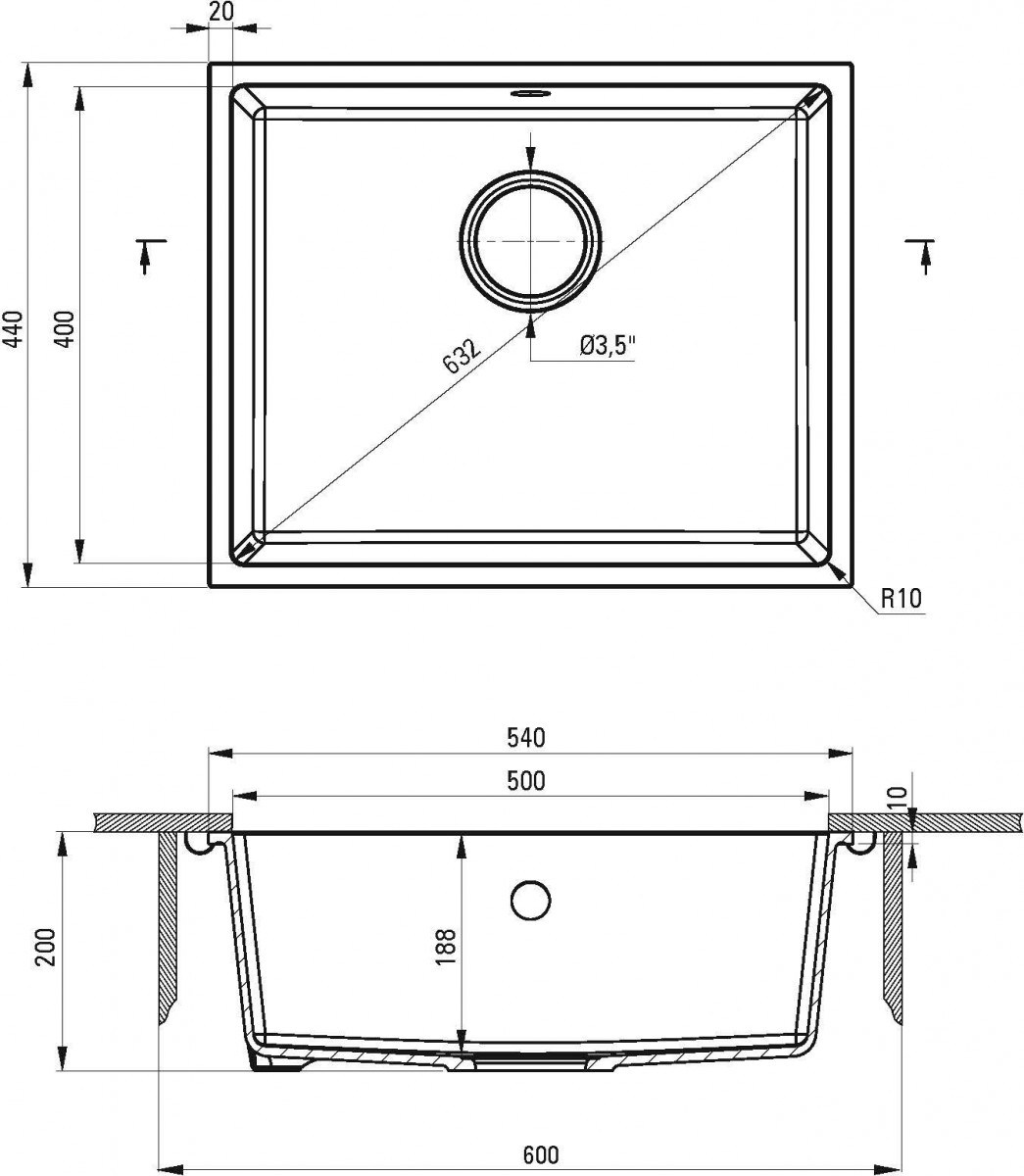 Мойка кухонная Deante Corda ZQA_T10C 55x46 антрацит