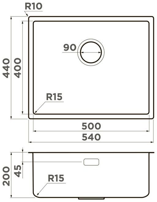 Мойка кухонная Omoikiri Tadzava 54-U/I-IN Ultra 15 4997116 54x44 нержавеющая сталь