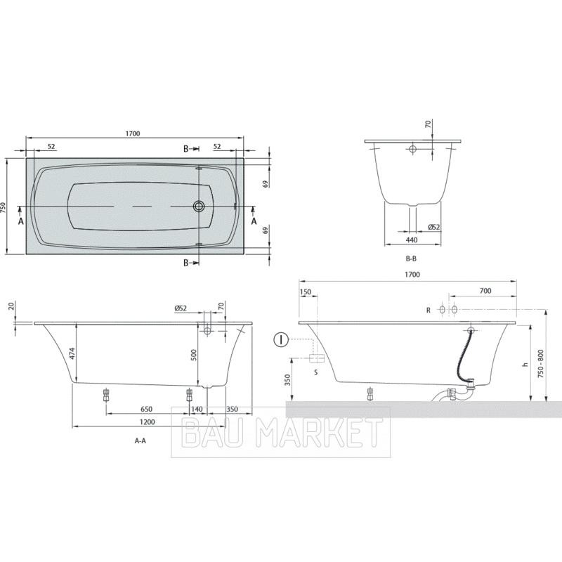 Ванна квариловая Villeroy & Boch My Art 170х75