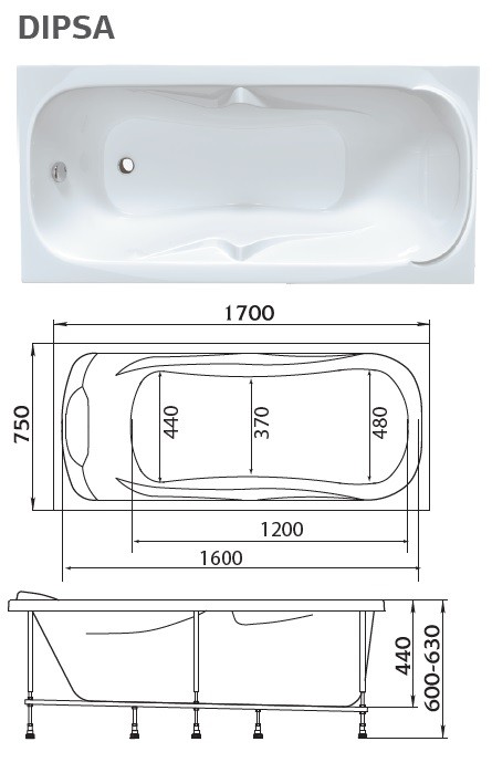 Акриловая ванна 1Marka Dipsa 170x75