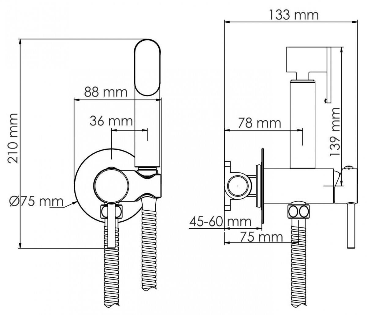 Смеситель с гигиеническим душем Wasserkraft A70338