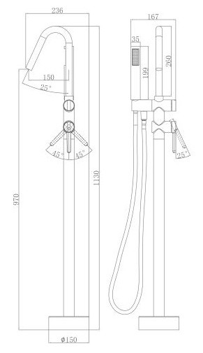 Смеситель напольный A-Five Lotus A5-0630