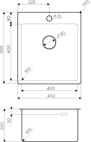 Мойка кухонная Omoikiri Amadare 45-IN 50,5x45 нержавеющая сталь