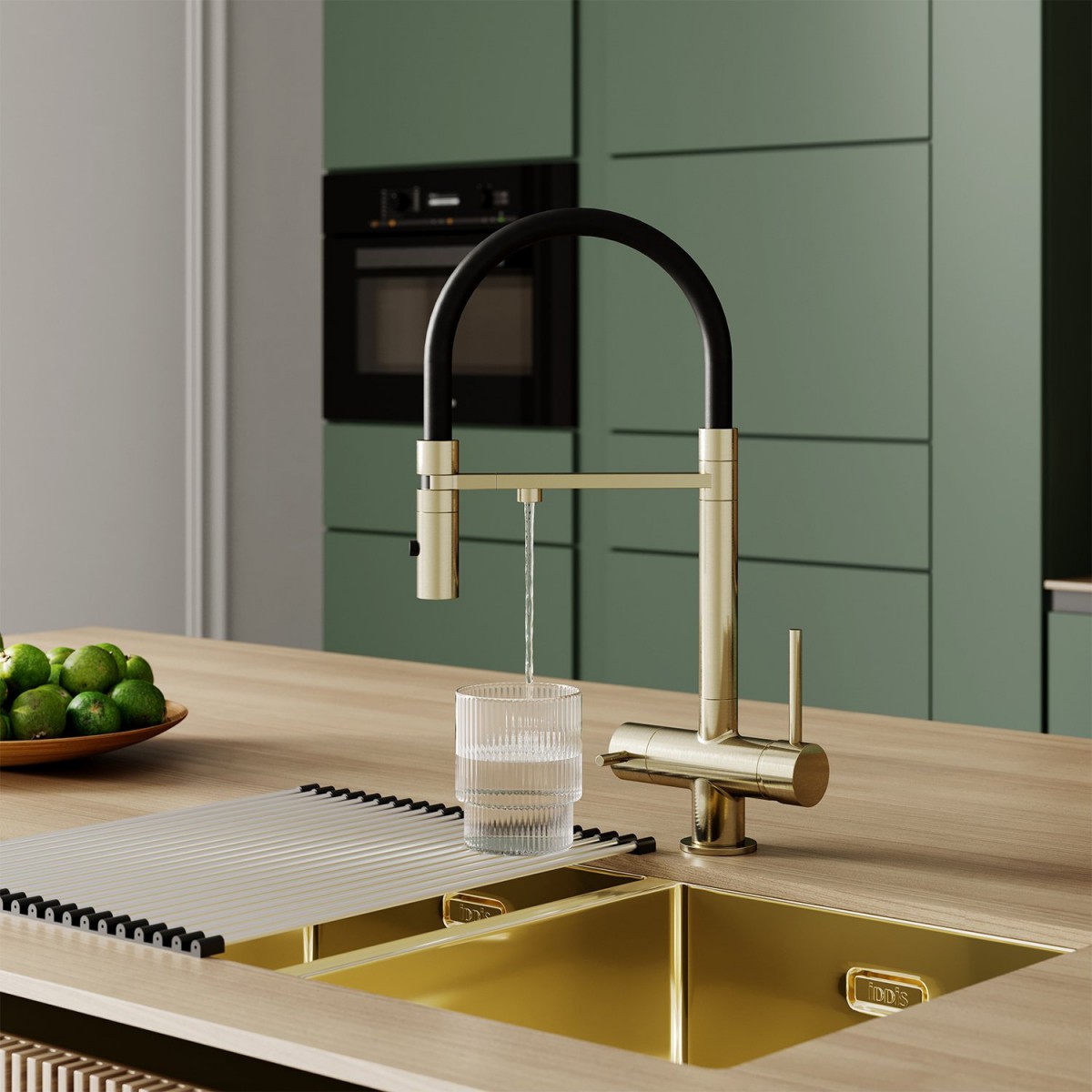 Смеситель для кухни IDDIS Ace ACEMGFFi05 с фильтром и гибким изливом золото