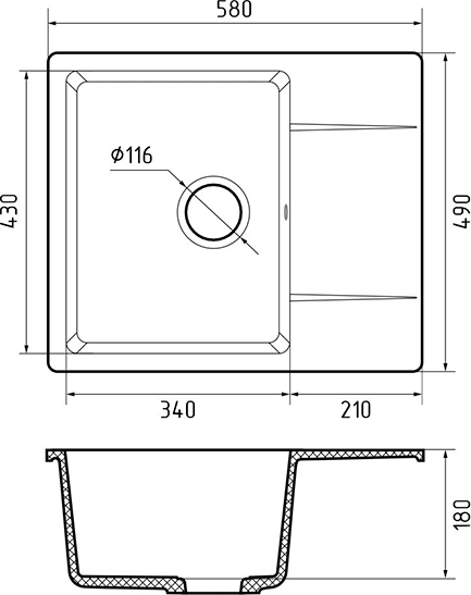 Мойка кухонная GranFest Urban GF-UR-258L 58x49 темно-серый