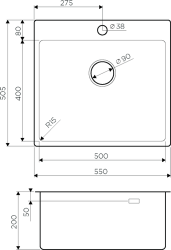 Мойка кухонная Omoikiri Amadare 55-IN 55x50,5 нержавеющая сталь