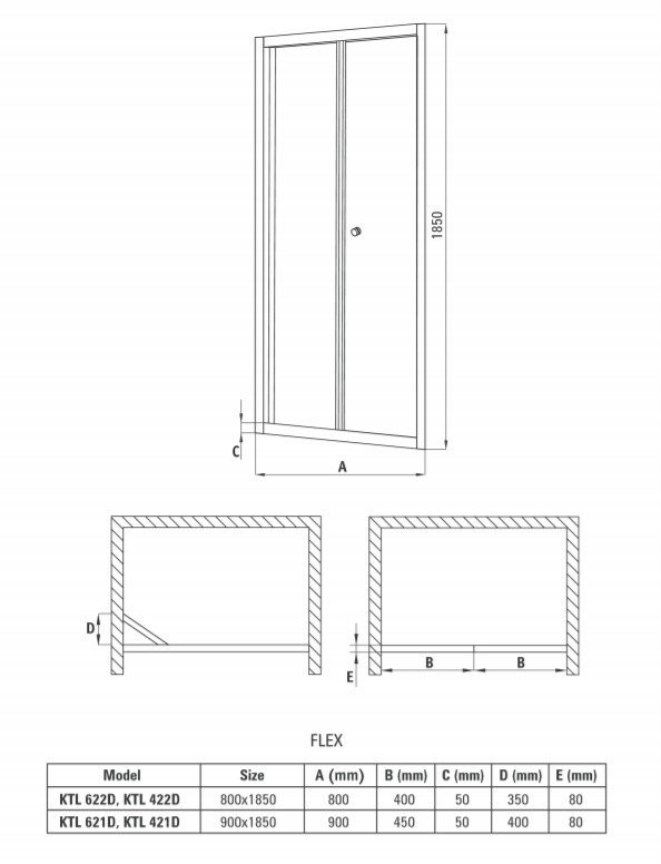 Душевая дверь Deante Flex KTL 421D 90х185
