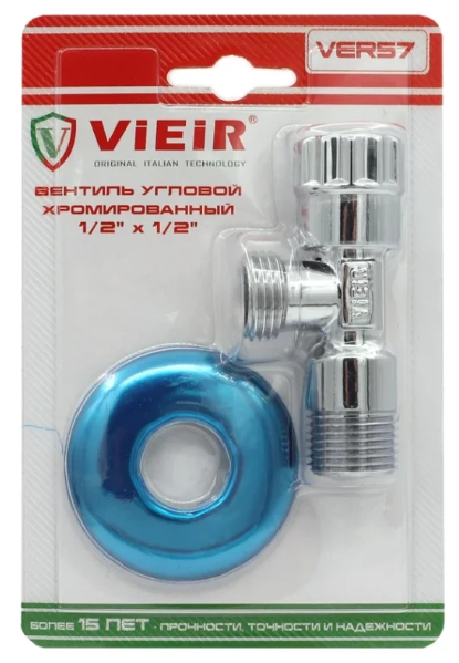 Вентиль угловой хромированный (в блистере) VIEIR 1/2″x1/2″ (VER57)