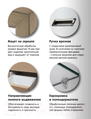 Шкаф с зеркалом для ванной Style Line Ирис 100 (с подсветкой)