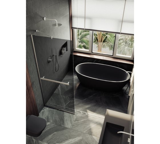 Душевая стенка MaybahGlass 195x89 / MGD-735-5у (графитовое стекло/хром матовый)